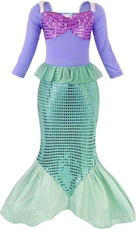 Joy Join Little Girls Princess Mermaid Costume for Girls Dress Up with Wig,Crown, 4. . Mermaid costume amazon
